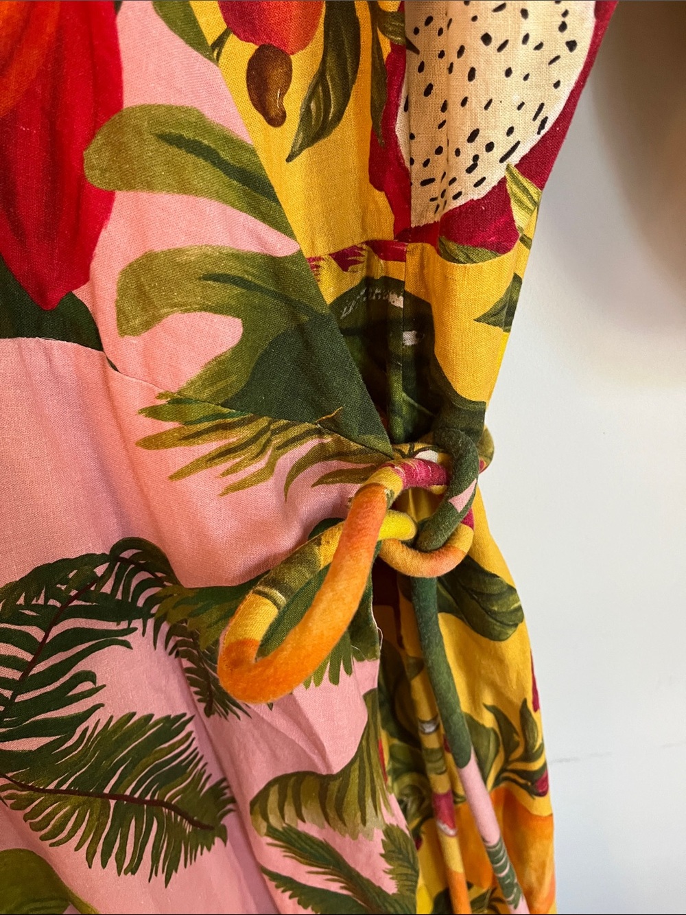 FARM RIO Tropical Mix Print Wrap Linen Maxi Dress - Multicolor L - Picture 9 of 13